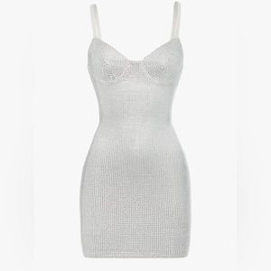 Heiress Beverly Hills White Crystal Embellished Mini Dress